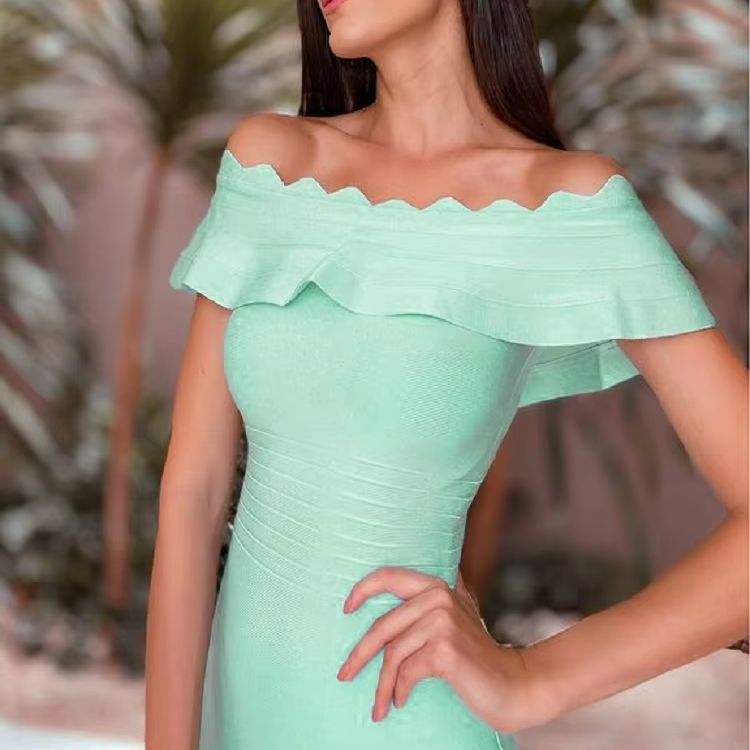 Women'S Green Formal Wear - HQBORY ชุดเดรสยาวผู้หญิงสำหรับฤดูร้อน ดีไซน์รัดรูป แยกชิ้น คุณภาพดี หรูหรา