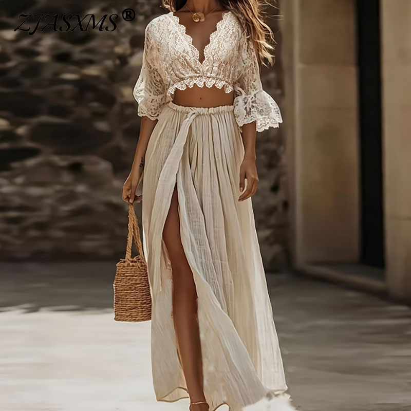 ชุดเซ็ตสองชิ้นสไตล์โบฮีเมียนสำ - Formal Attire Woman บทวิจารณ์และราคา