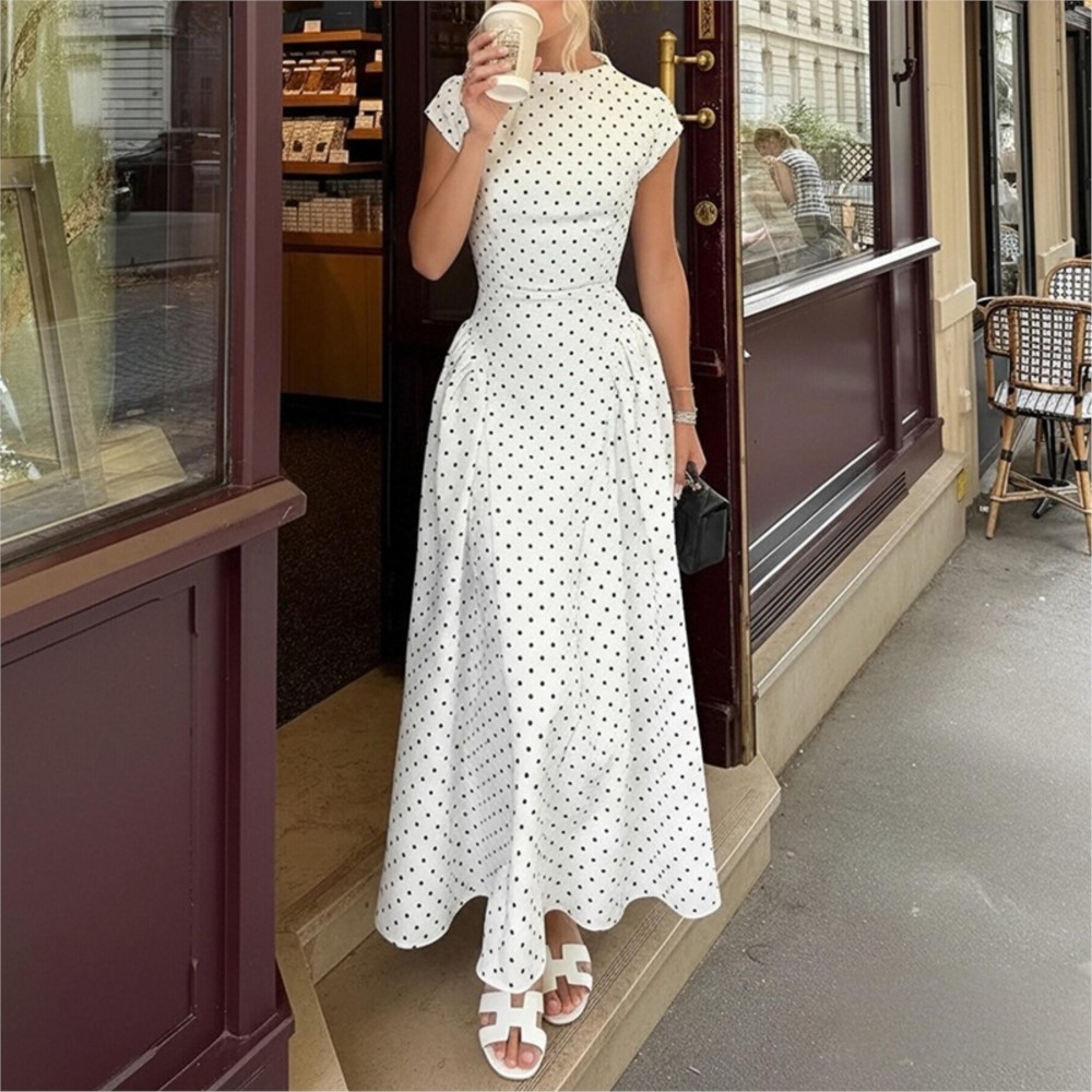 เดรสลายจุดพิมพ์ลายฤดูร้อน แขนส - Women Formal Office Wear Tops บทวิจารณ์และราคา