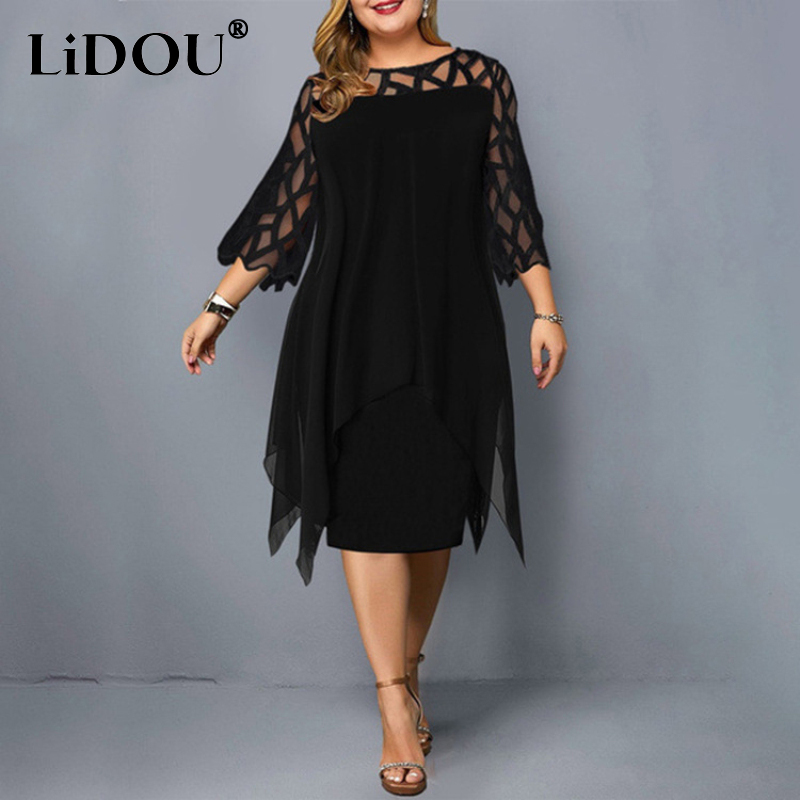 ใหม่Elegantลูกไม้ตาข่ายพลัสขนา - Women Formal Office Wear Tops บทวิจารณ์และราคา
