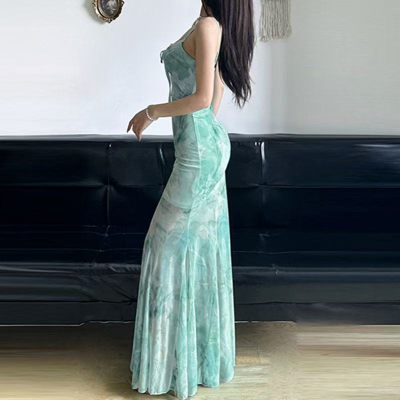 เดรสยาวลายลูกไม้ตาข่ายสำหรับฤด - Women'S Green Formal Wear บทวิจารณ์และราคา