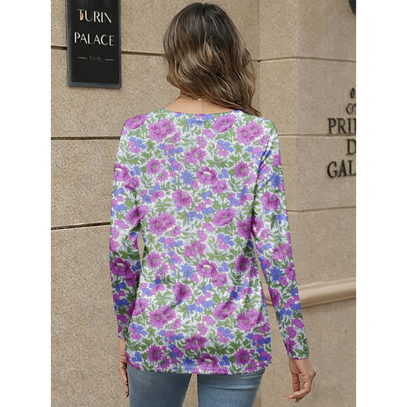 เสื้อผู้หญิงคอวีแขนยาวลายพิมพ์ - Women Formal Office Wear Tops บทวิจารณ์และราคา